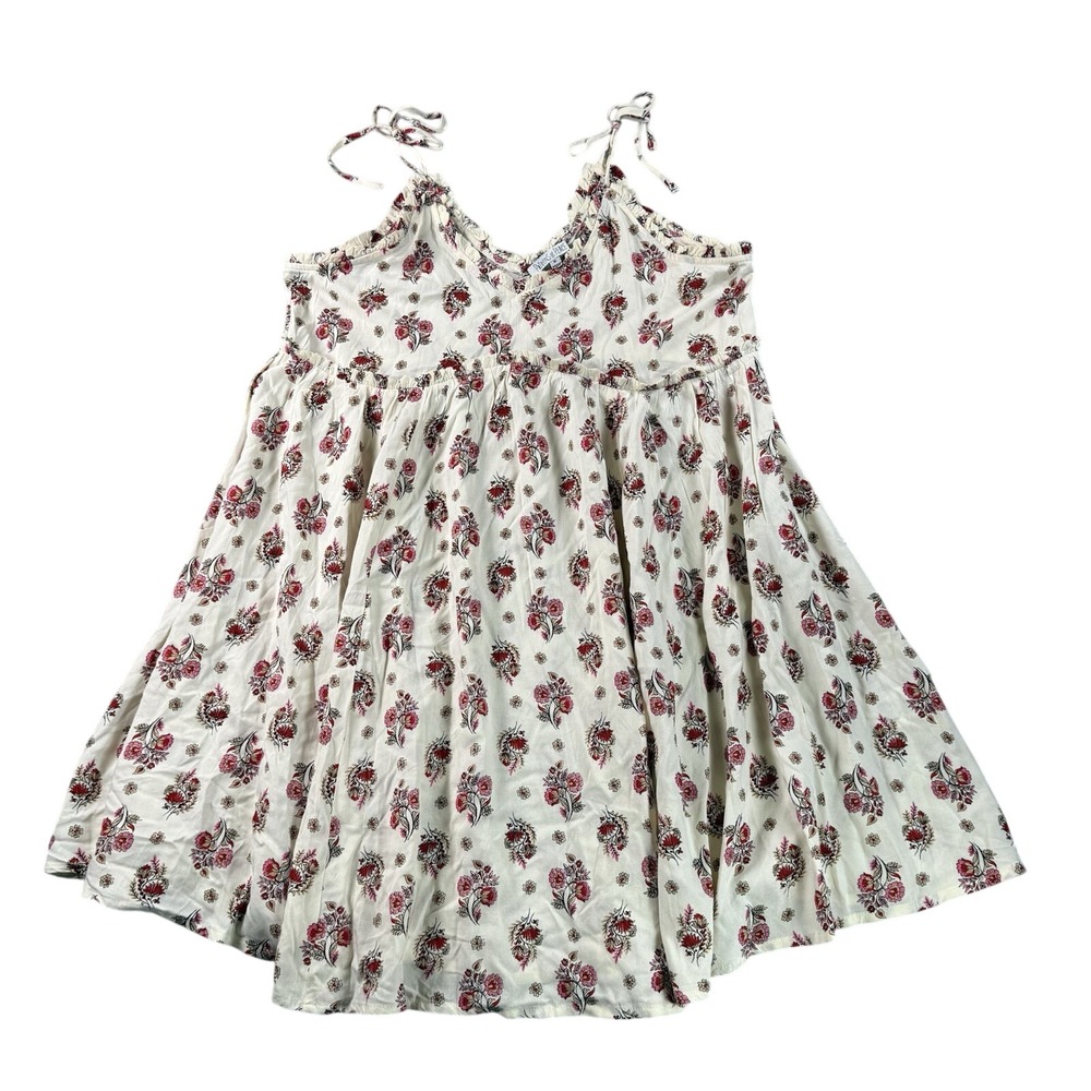 Patrons‎ Of Peace Babydoll Dress Womens M Mini Summer Floral Tie Sleeve Boho